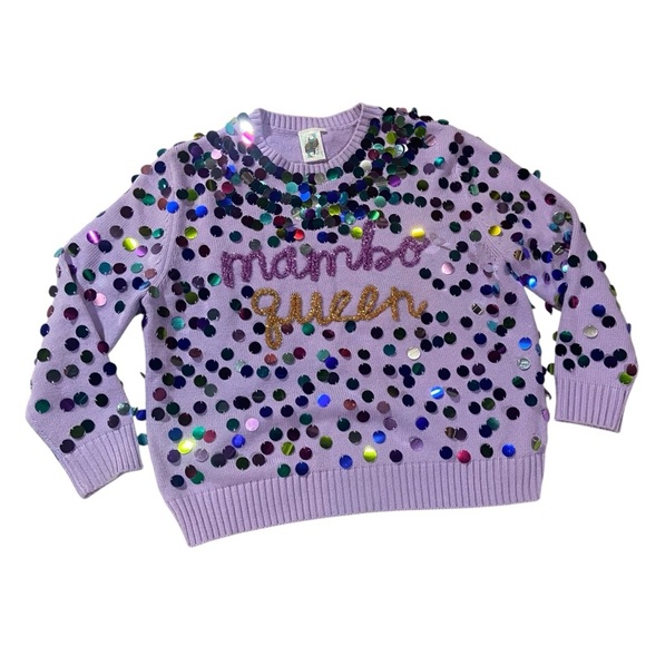 Queen of Sparkles Mambo Queen Paillette Sweater Sz XL - Picture 2 of 4
